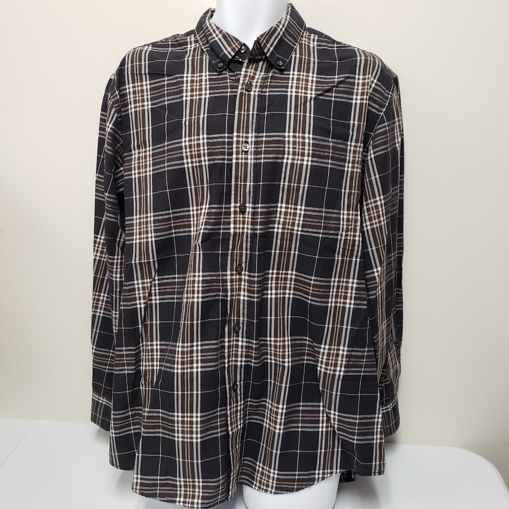 Covington Mens Button Up Long Sleeve Plaid Shirt Size Large